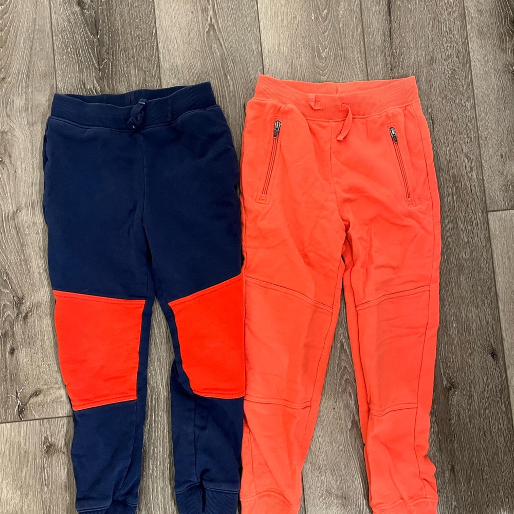 Lot 2 Pair Kids Hanna Andersson Sweatpants Track Pants Coral Navy 130 Size 8